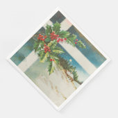 Serviette En Papier Scène de Noël Hiver de neige blanche (Coin)