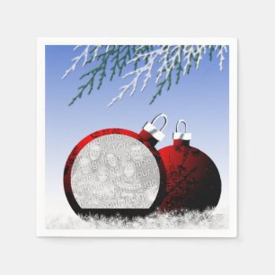 Serviette En Papier Scène de Noël Ornament Modèle photo