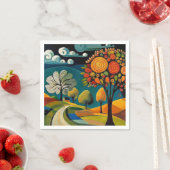 Serviette En Papier Scène de pays Folksy (En situation)