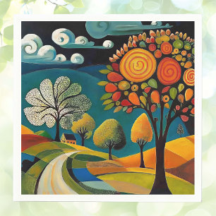 Serviette En Papier Scène de pays Folksy
