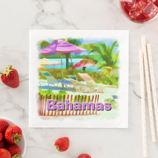 Serviette En Papier Scène de plage de l'île tropicale des Caraïbes - S (En situation)