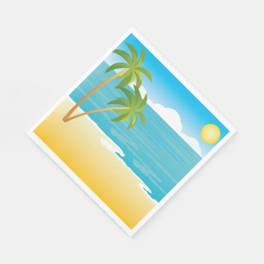 Serviette En Papier Scène De Plage De Palm Tree (Coin)
