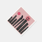 Serviette En Papier Scène d'Halloween avec plaques de papier rose (Coin)