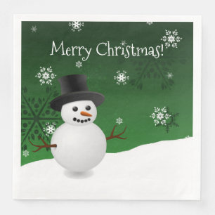 Serviette En Papier Scène d'hiver de Snowman vert Papier de Noël Nap