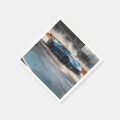 Serviette En Papier Scène dynamique de course urbaine bleue (Coin)