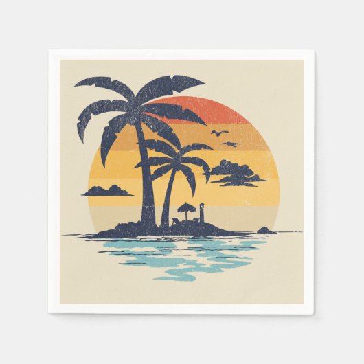 Serviette En Papier Scène estivale tropicale (Devant)