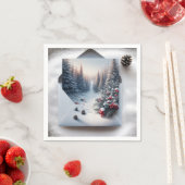 Serviette En Papier Scène forestière d'hiver dans une enveloppe (En situation)