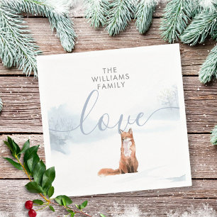 Serviette En Papier Scène forestière hivernale Renard