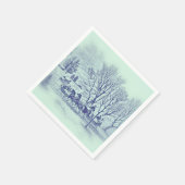 Serviette En Papier Scène hivernale victorienne (Coin)