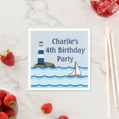 Serviette En Papier Scene nautical with Lighthouse and Sailboat (En situation)