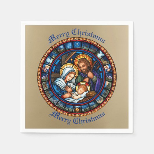 Serviette En Papier Scène traditionnelle de la Nativité de Noël (Devant)