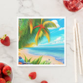 Serviette En Papier Scène Tropical Beach Palm Tree (En situation)