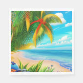 Serviette En Papier Scène Tropical Beach Palm Tree (Devant)