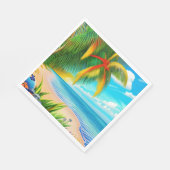 Serviette En Papier Scène Tropical Beach Palm Tree (Coin)