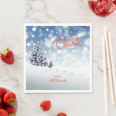 Serviette En Papier Scenic Snow and Christmas trees - Personalize (En situation)