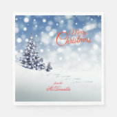 Serviette En Papier Scenic Snow and Christmas trees - Personalize (Devant)