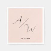 Serviette En Papier Schlicht élégant Monogramm Blush (Devant)