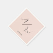 Serviette En Papier Schlicht élégant Monogramm Blush (Coin)