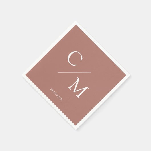 Serviette En Papier Schlicht élégante Monogramm Serviette (Coin)