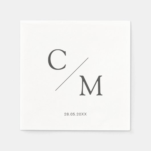 Serviette En Papier Schlicht élégante Monogramm Serviette (Devant)