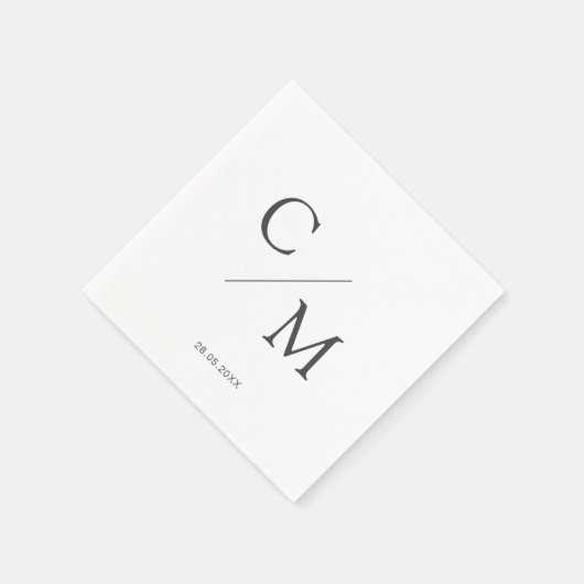 Serviette En Papier Schlicht élégante Monogramm Serviette (Coin)