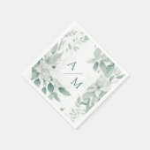 Serviette En Papier Schlicht élégante Verdure Monogramme (Coin)