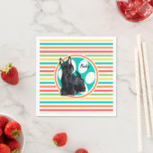 Serviette En Papier Schnauzer ; Bright Rainbow Stripes (En situation)