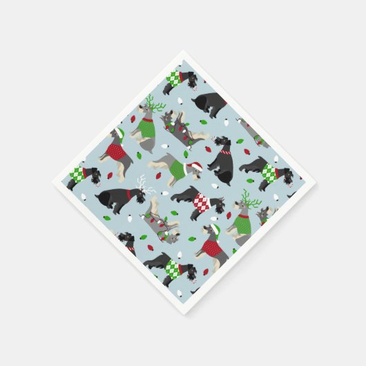 Serviette En Papier Schnauzer de Noël (Coin)