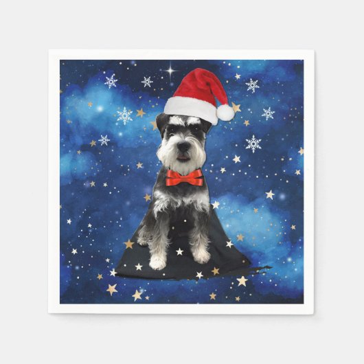 Serviette En Papier Schnauzer de Noël (Devant)