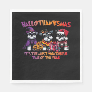 Serviette En Papier Schnauzer Halloween Thanksgiving Noël Classique
