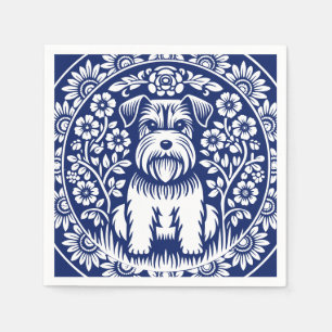 Serviette En Papier Schnauzer ou Norfolk Terrier Charming Folk Art