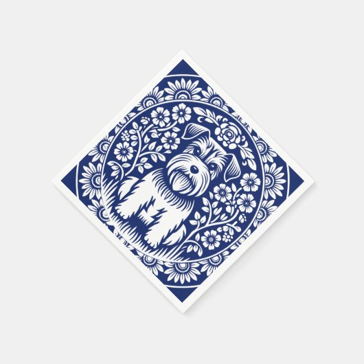 Serviette En Papier Schnauzer ou Norfolk Terrier Charming Folk Art (Coin)