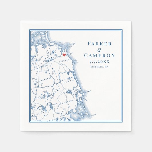 Serviette En Papier Scituate Massachusetts Carte Mariage élégant (Devant)