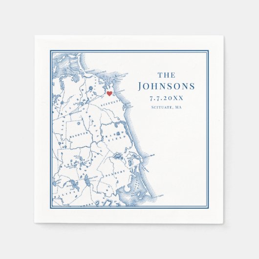 Serviette En Papier Scituate Massachusetts Map Nom Élégant (Devant)