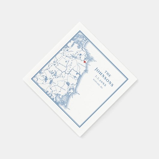 Serviette En Papier Scituate Massachusetts Map Nom Élégant (Coin)