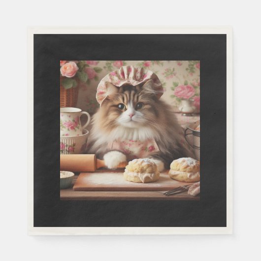 Serviette En Papier Scones de cuisson de chat gonflés (Devant)