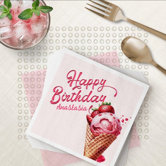 Serviette En Papier Scoop Ice Cream Girls N'importe quel âge Anniversa