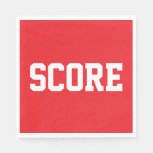 Serviette En Papier SCORE Amusant Sportif Texte Blanc Sur Fond Rouge C