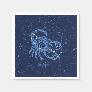 Serviette En Papier Scorpio Constellation et signe Zodiaque avec étoil