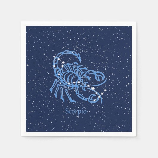 Serviette En Papier Scorpio Constellation et signe Zodiaque avec étoil (Devant)
