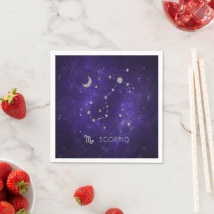 Serviette En Papier Scorpion violet zodiaque   Horoscope d'astrologie 