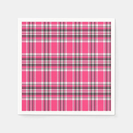 Serviette En Papier Scotland Pink et Black Tartan Plaid (Devant)