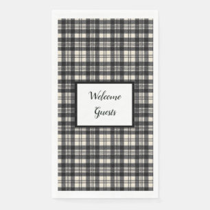 Serviette En Papier Scott Clan écossais moderne noir et blanc