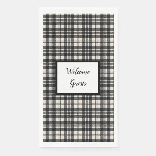 Serviette En Papier Scott Clan écossais moderne noir et blanc (Devant)