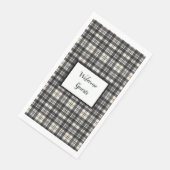 Serviette En Papier Scott Clan écossais moderne noir et blanc (Coin)