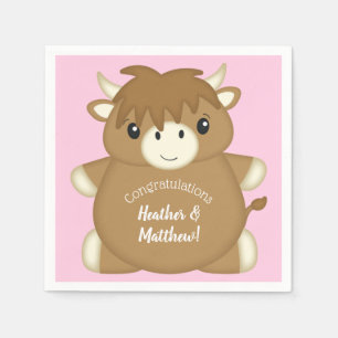 Serviette En Papier Scottish Highland Baby shower de vache rose