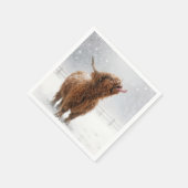 Serviette En Papier Scottish Highland Cow Licking Snowflakes (Coin)