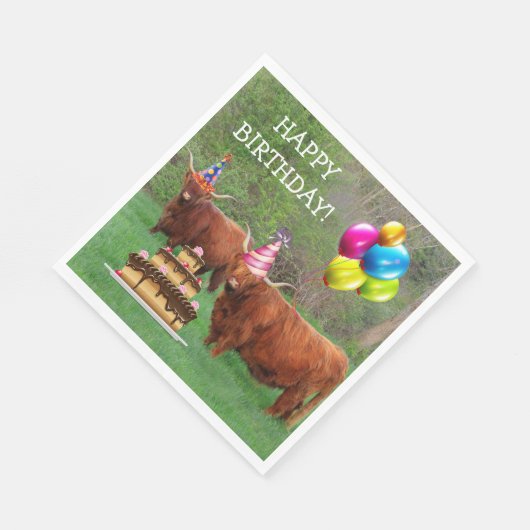 Serviette En Papier Scottish Highland Steer Anniversaire Papier Napkin (Coin)