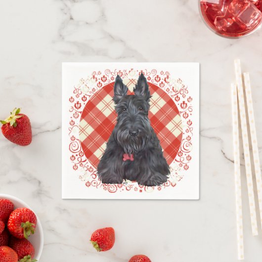 Serviette En Papier Scottish terrier on tartan (En situation)