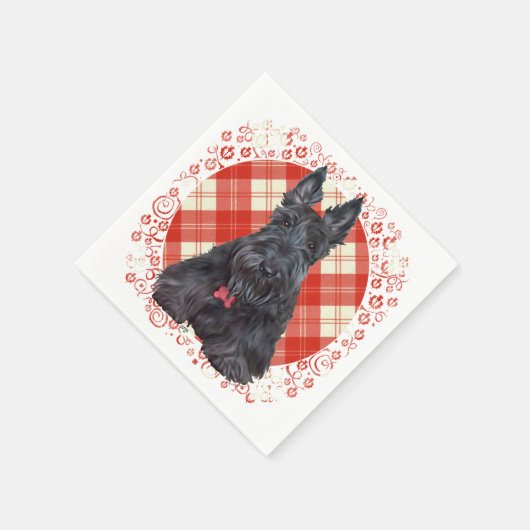 Serviette En Papier Scottish terrier on tartan (Coin)